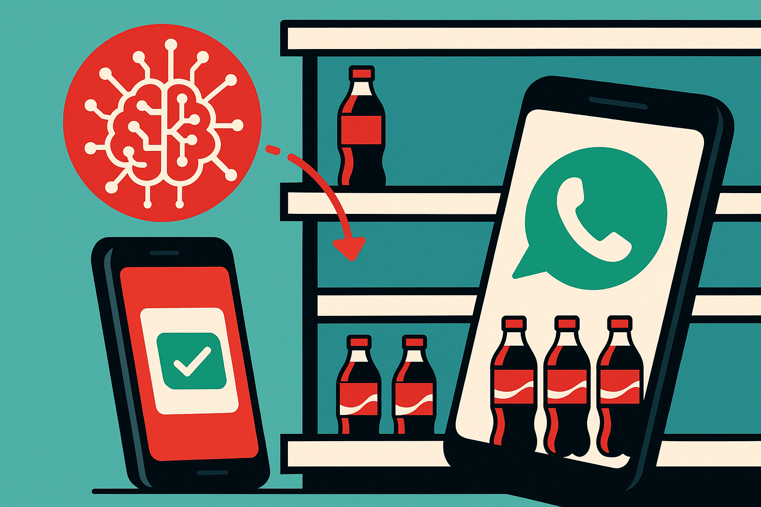 Coca-Cola retail manager receiving AI-powered WhatsApp inventory recommendations that increased store sales by 8% through optimized restocking predictions