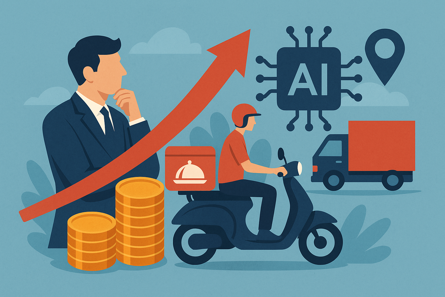 JD.com financial chart showing 22.4% revenue growth and record 4.5% operating margin despite net profit reduction from strategic investments in food delivery and AI