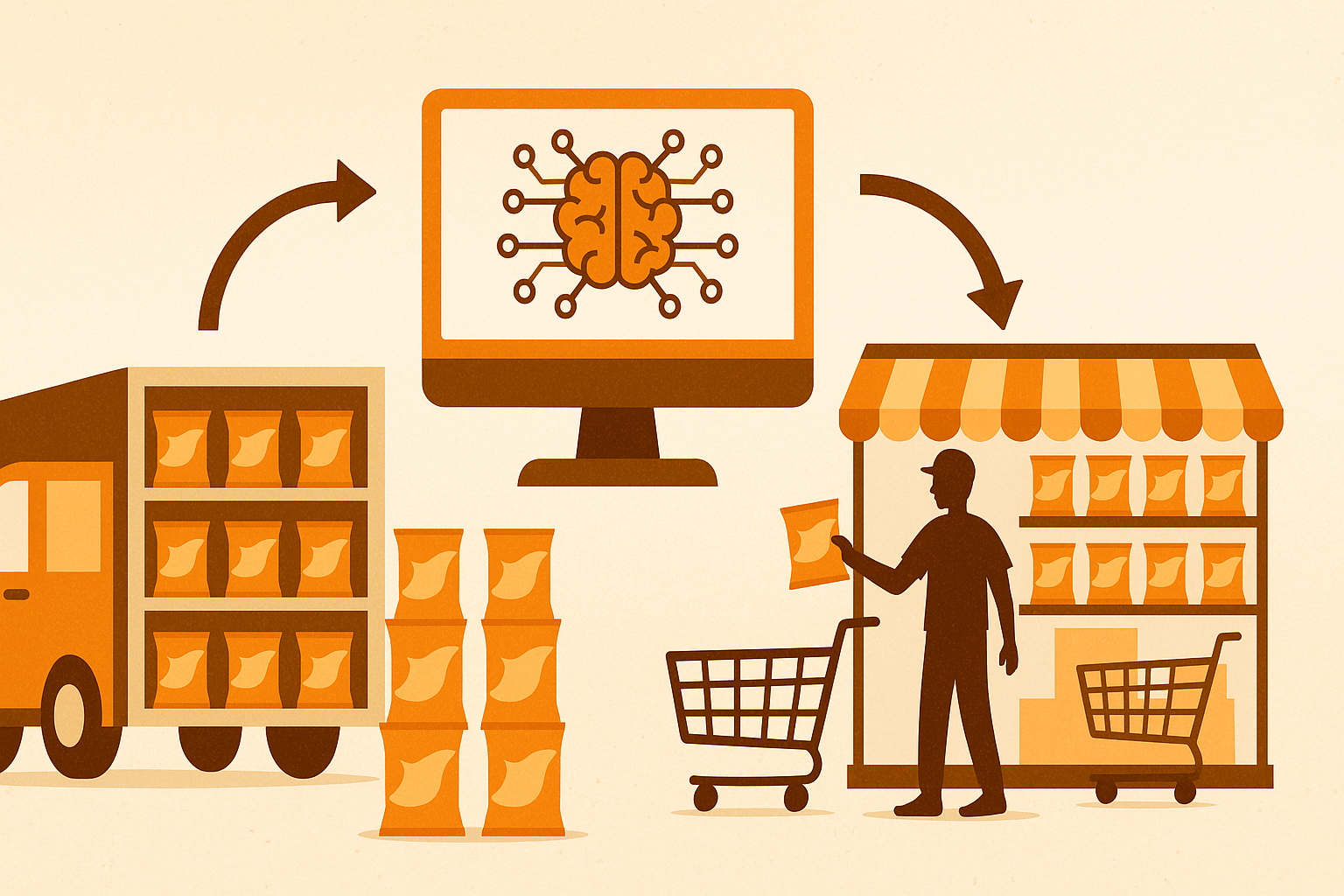 PepsiCo AI demand forecasting dashboard showing supply chain optimization and predictive inventory management through machine learning distribution technology